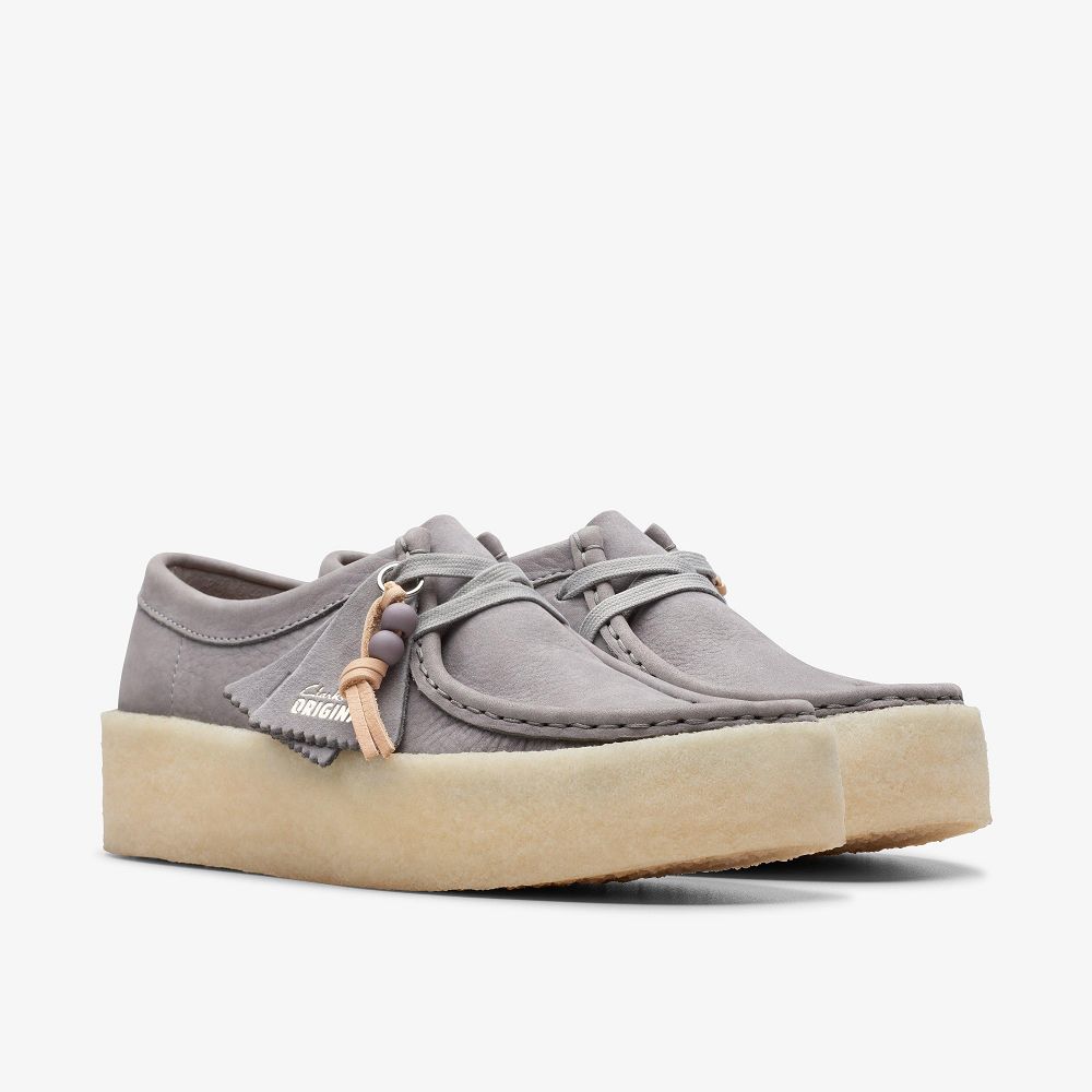 Steel Grey Nubuck Clarks Wallabee Cup Women Loafers | 7146MDGBV