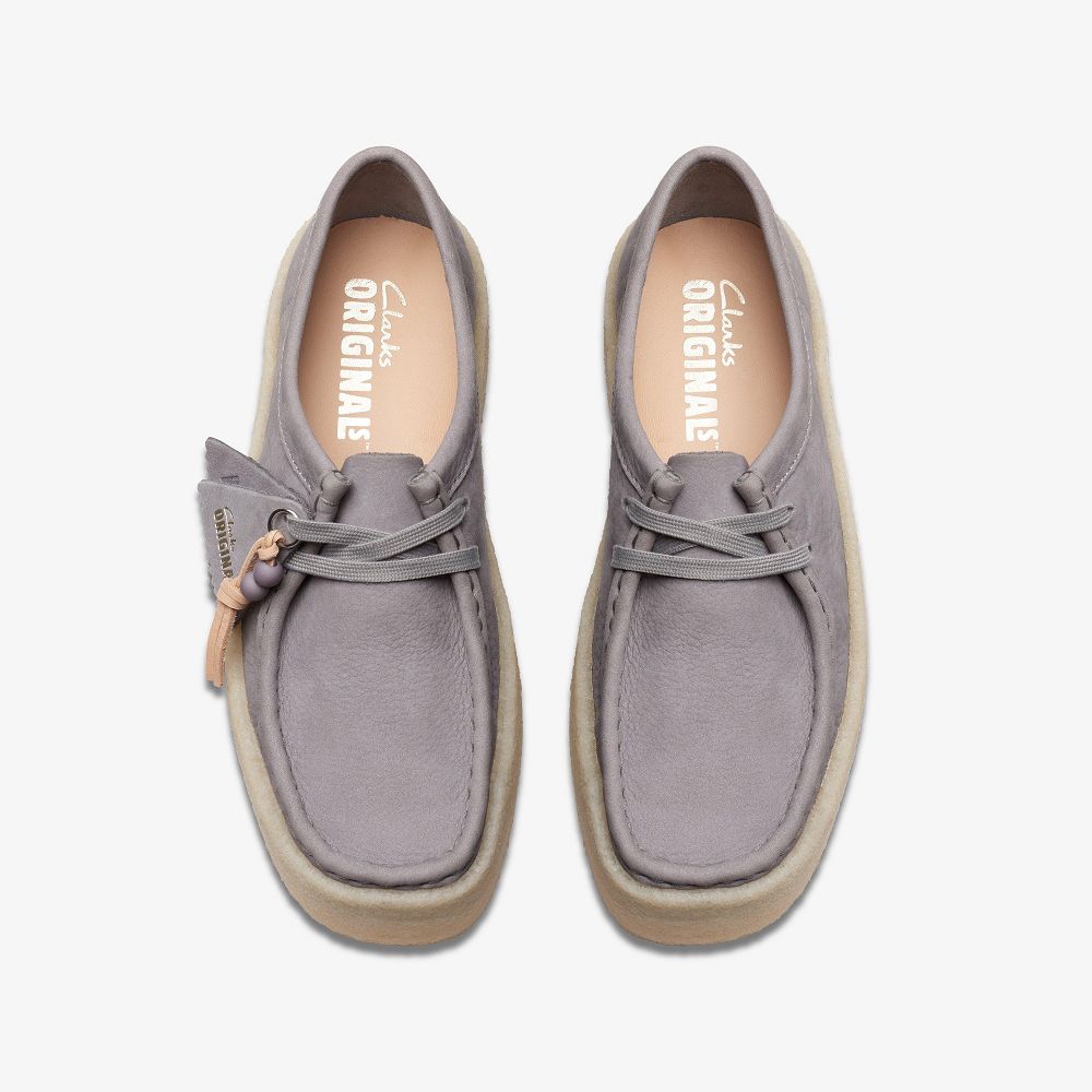 Steel Grey Nubuck Clarks Wallabee Cup Women Loafers | 7146MDGBV