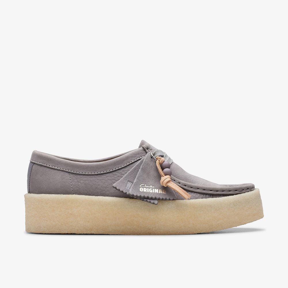 Steel Grey Nubuck Clarks Wallabee Cup Women Loafers | 7146MDGBV