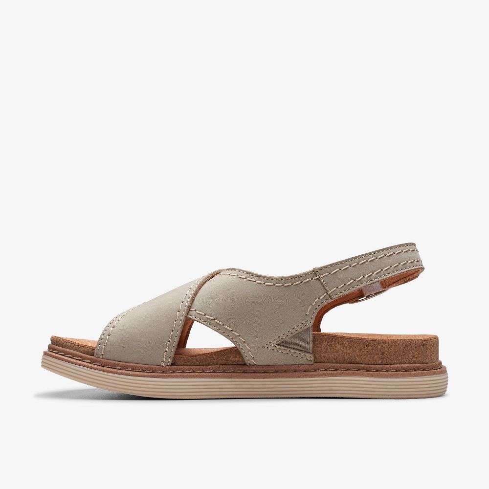 Stone Nubuck Clarks Arwell Sling Women Sandals | 3158UBIKP