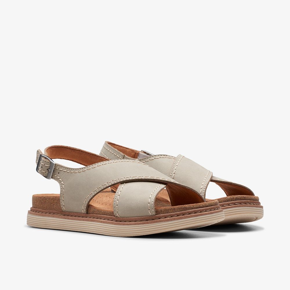 Stone Nubuck Clarks Arwell Sling Women Sandals | 3158UBIKP