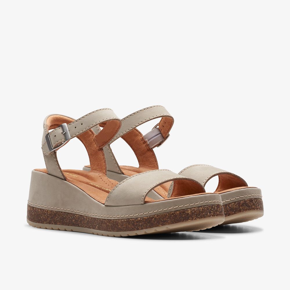 Stone Nubuck Clarks Kassanda Lily Women Sandals | 3694FRIZM