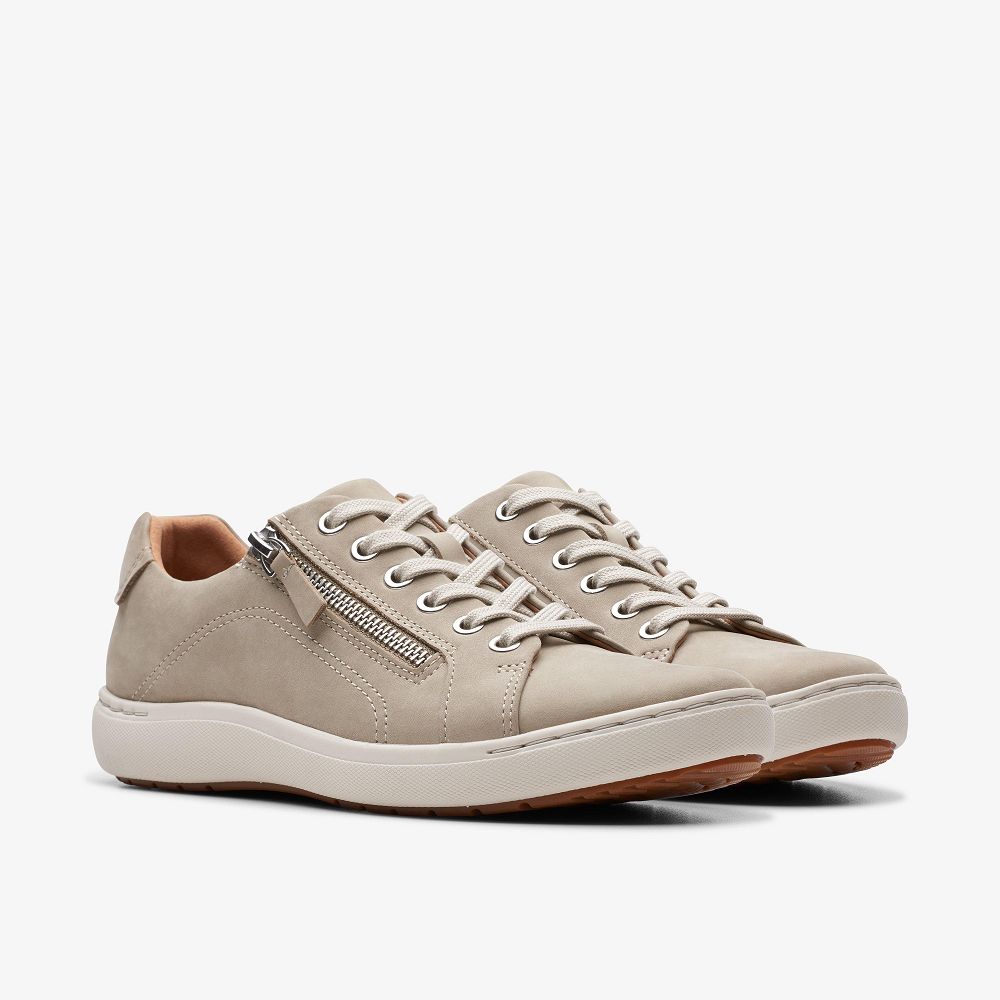 Stone Nubuck Clarks Nalle Lace Women Sneakers | 7135NVBZE