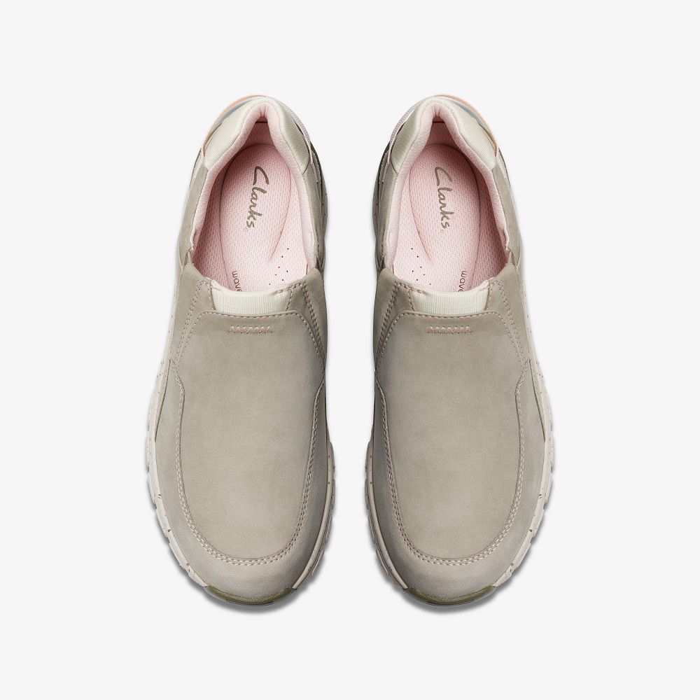 Stone Nubuck Clarks Wave Plateau Women Sneakers | 0598HFAOG