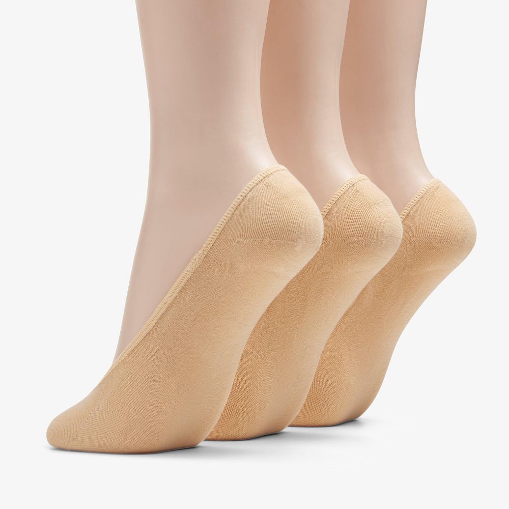 Tan Clarks 3 pack Solid Liner Men Socks | 6193JNPSH