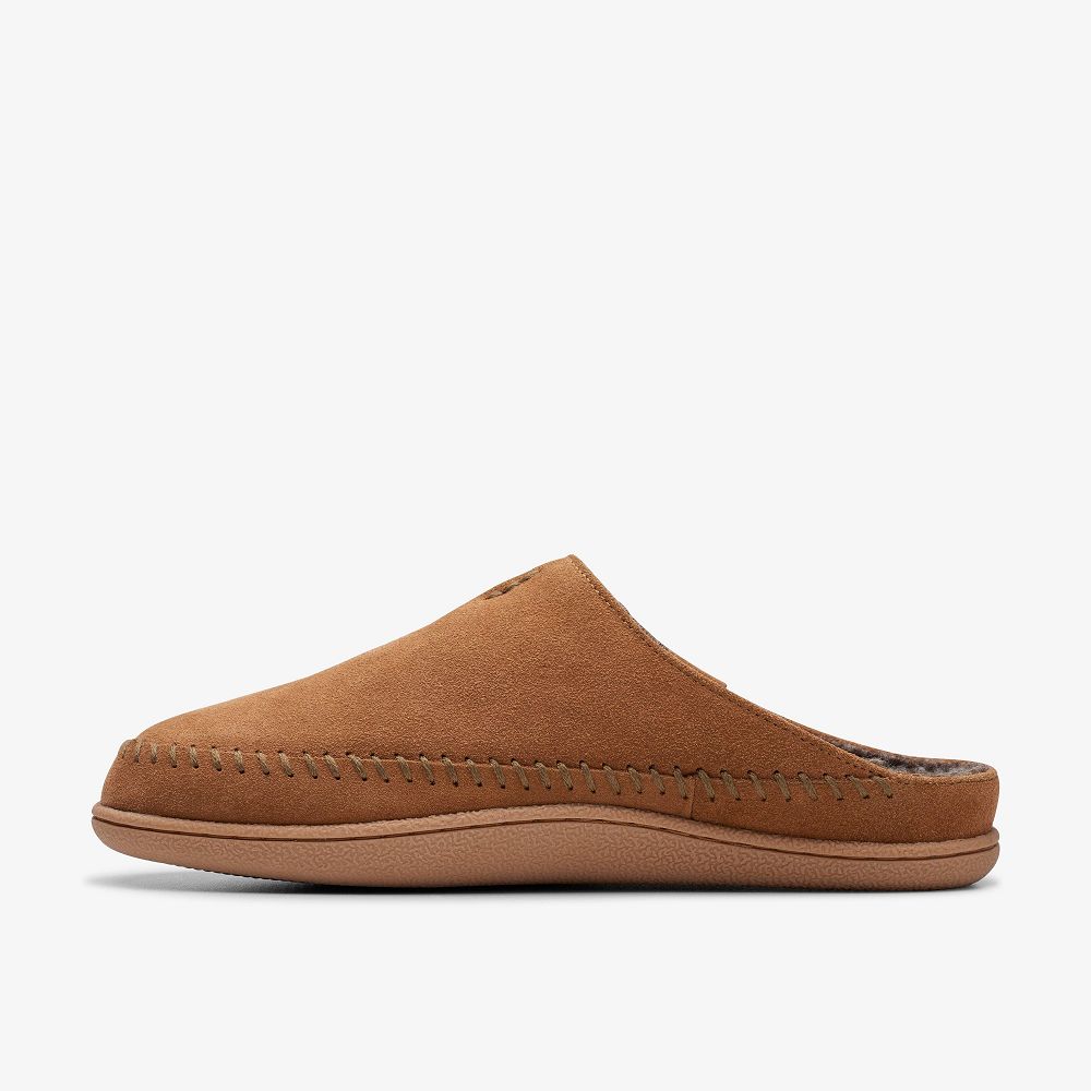 Tan Clarks Frien Wall Men Slippers | 0392SWECI