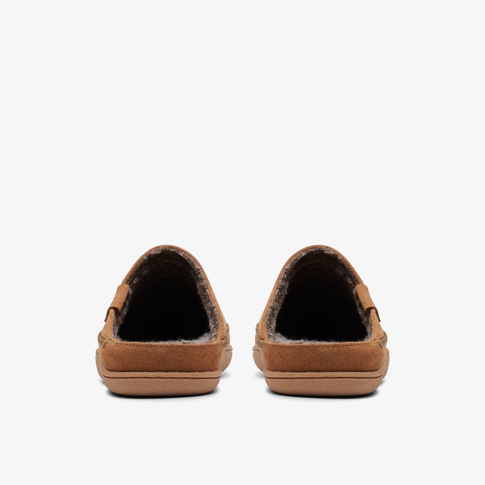 Tan Clarks Frien Wall Men Slippers | 0392SWECI