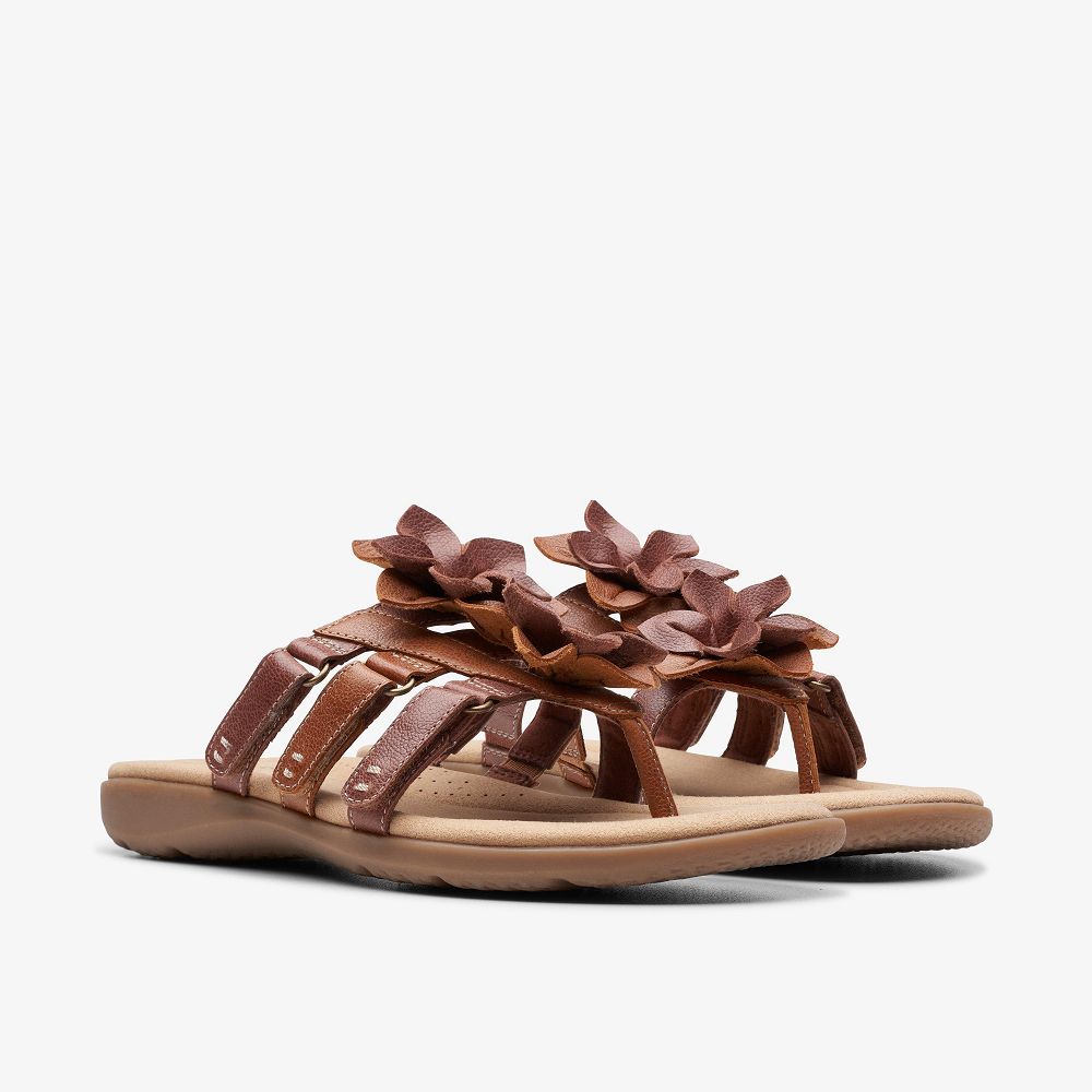 Tan Combination Clarks Elizabelle Mae Women Sandals | 2509ZXRNF