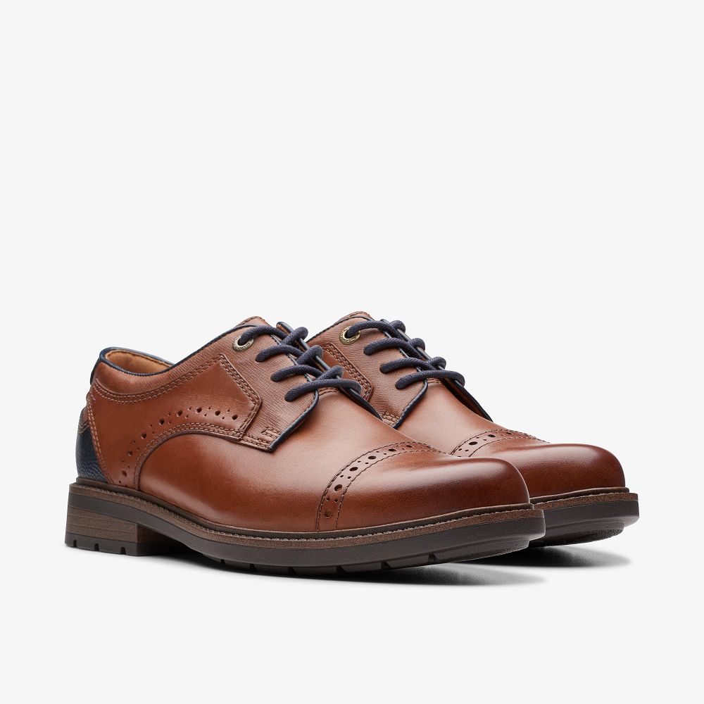 Tan Combination Clarks Un Shire Vibe Men Oxfords | 0259EFPMN