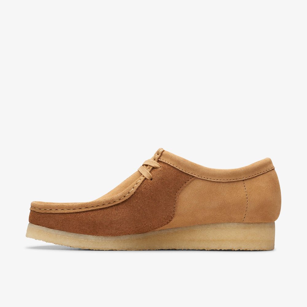 Tan Combination Clarks Wallabee Men Loafers | 5208NPSMI