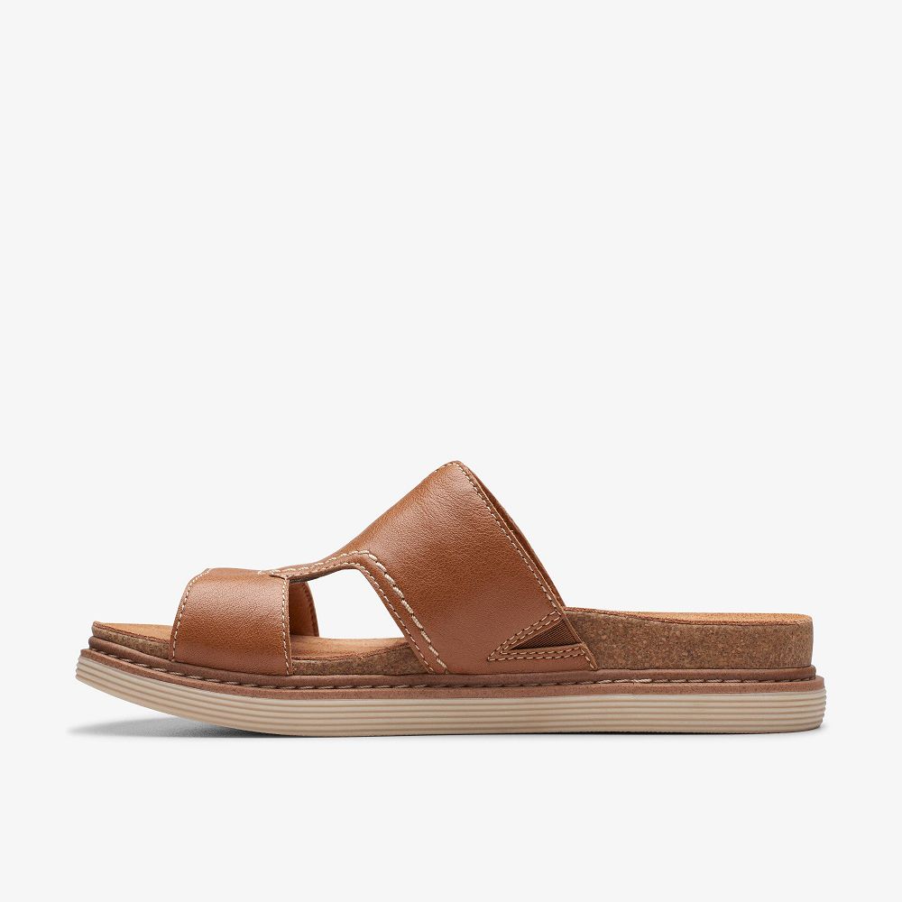 Tan Leather Clarks Arwell Walk Women Sandals | 8160VETMH