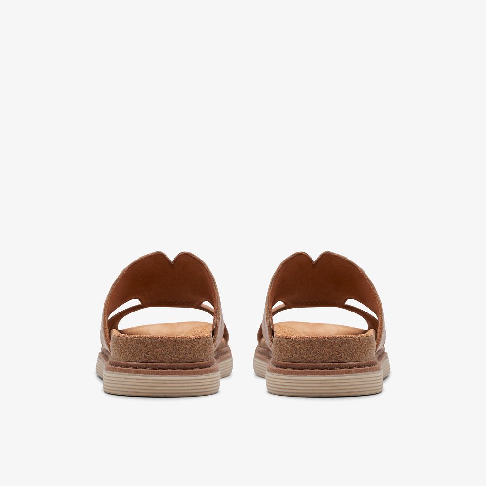 Tan Leather Clarks Arwell Walk Women Sandals | 8160VETMH