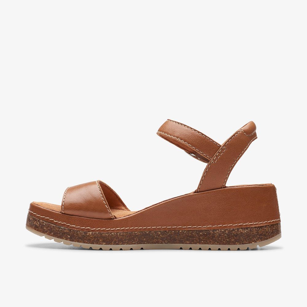 Tan Leather Clarks Kassanda Lily Women Sandals | 4298MIKZP