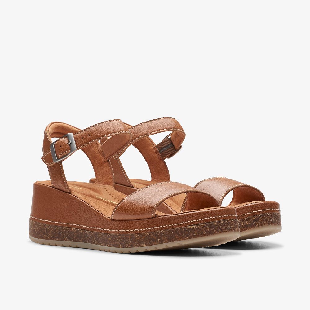 Tan Leather Clarks Kassanda Lily Women Sandals | 4298MIKZP