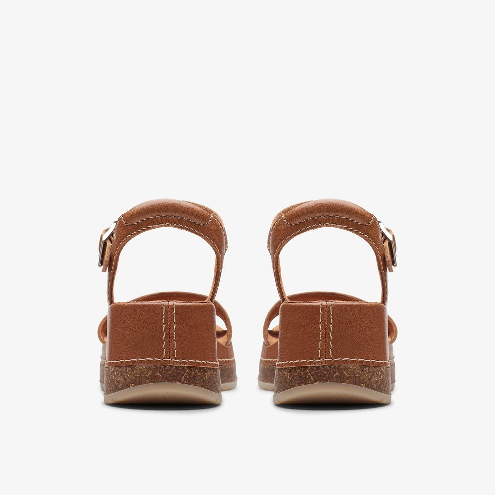 Tan Leather Clarks Kassanda Lily Women Sandals | 4298MIKZP