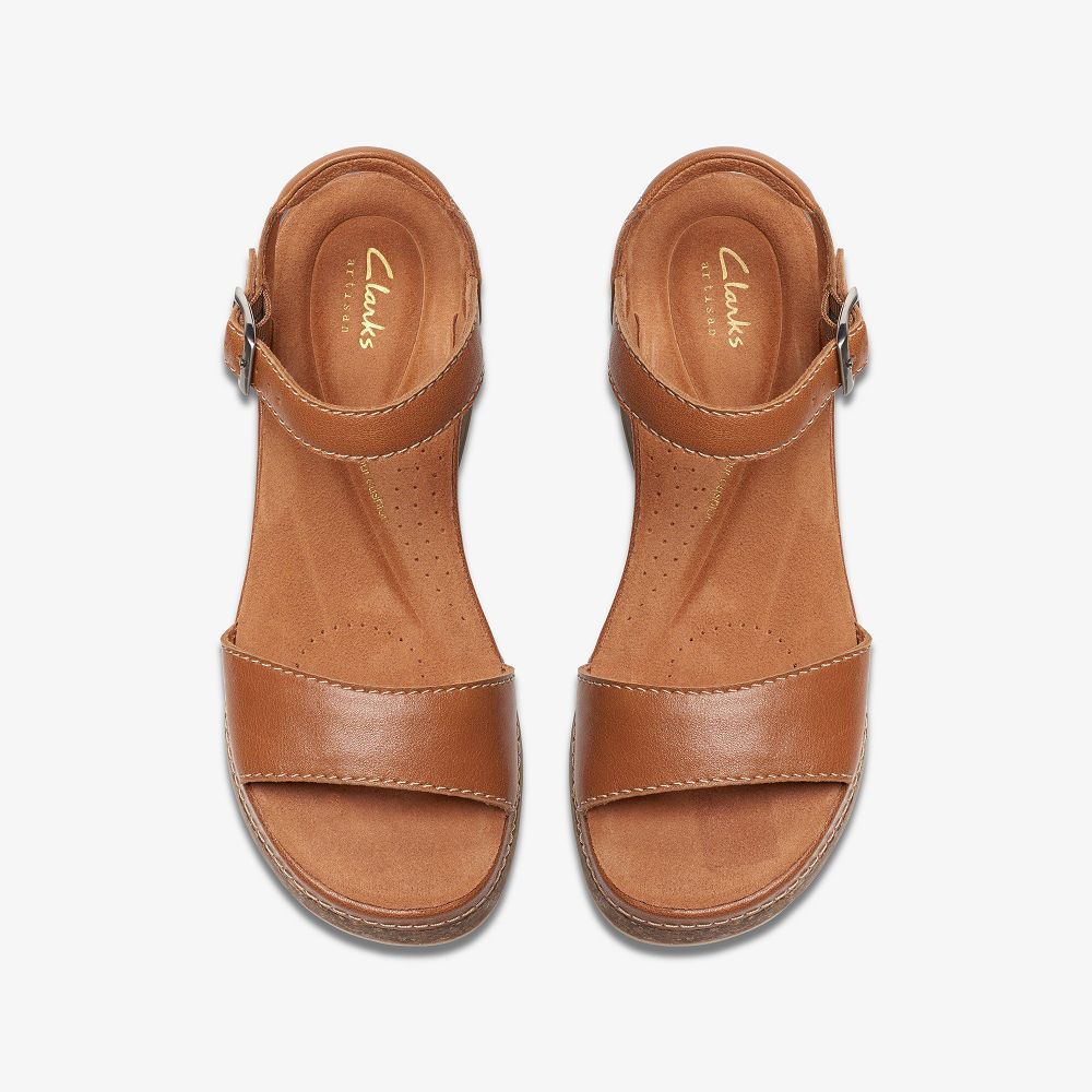 Tan Leather Clarks Kassanda Lily Women Sandals | 4298MIKZP