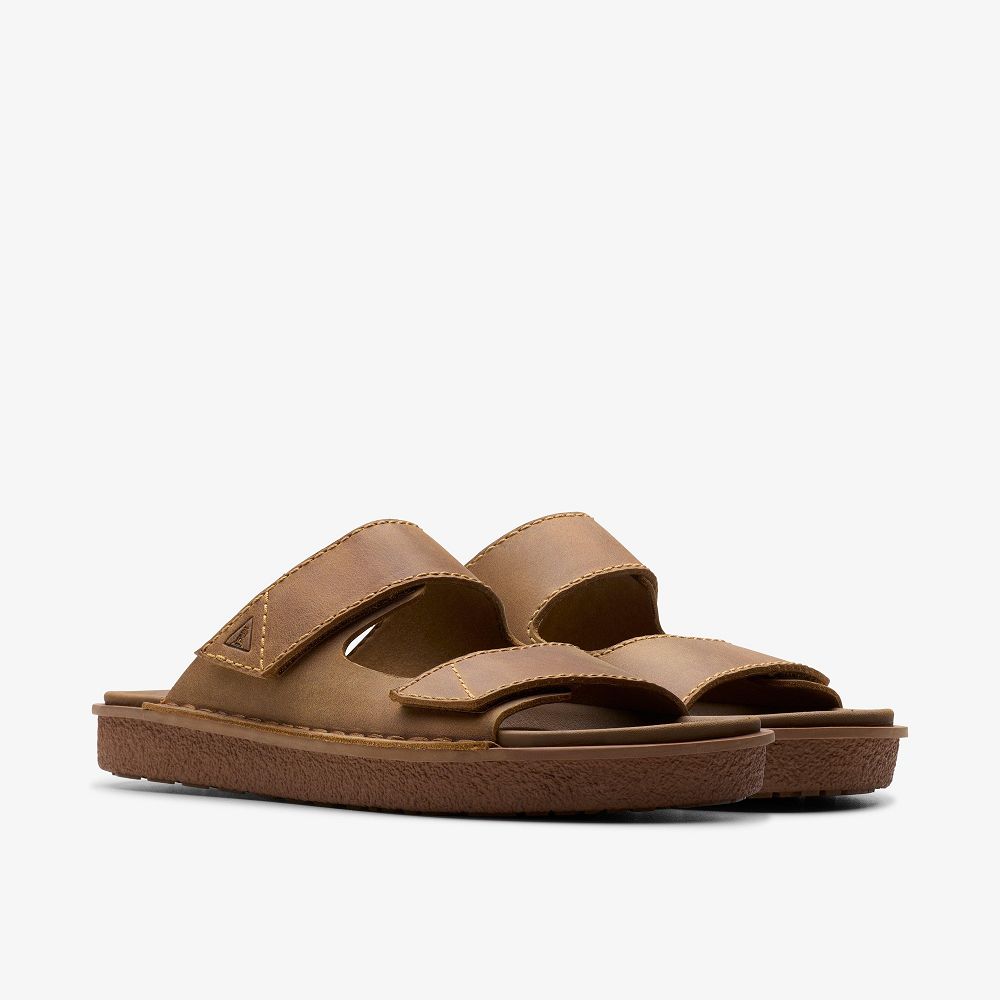 Tan Leather Clarks Litton Strap Men Sandals | 1826LBQNW