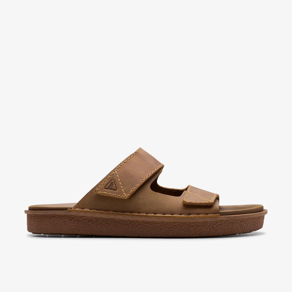 Tan Leather Clarks Litton Strap Men Sandals | 1826LBQNW