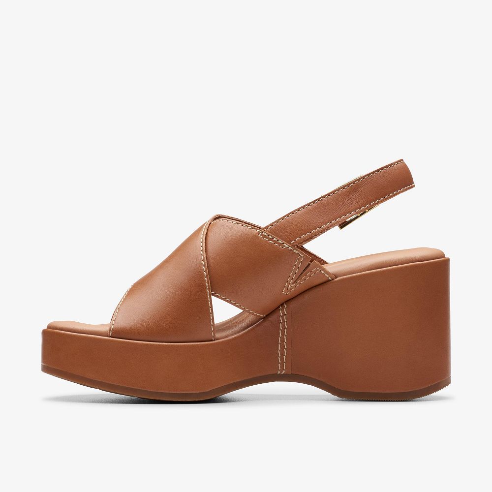 Tan Leather Clarks Manon Wish Women Sandals | 3508BWFHL