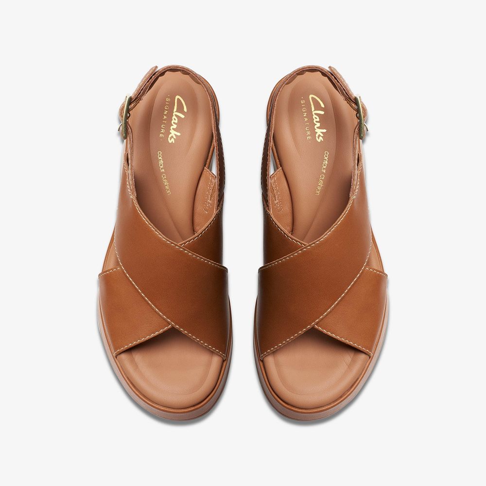 Tan Leather Clarks Manon Wish Women Sandals | 3508BWFHL