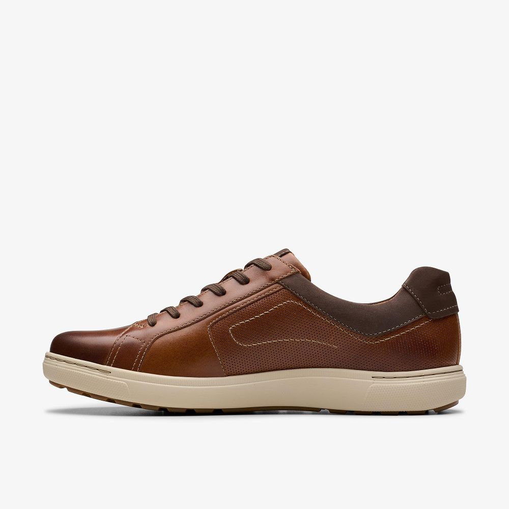 Tan Leather Clarks Mapstone Lace Men Sneakers | 4397GANKM