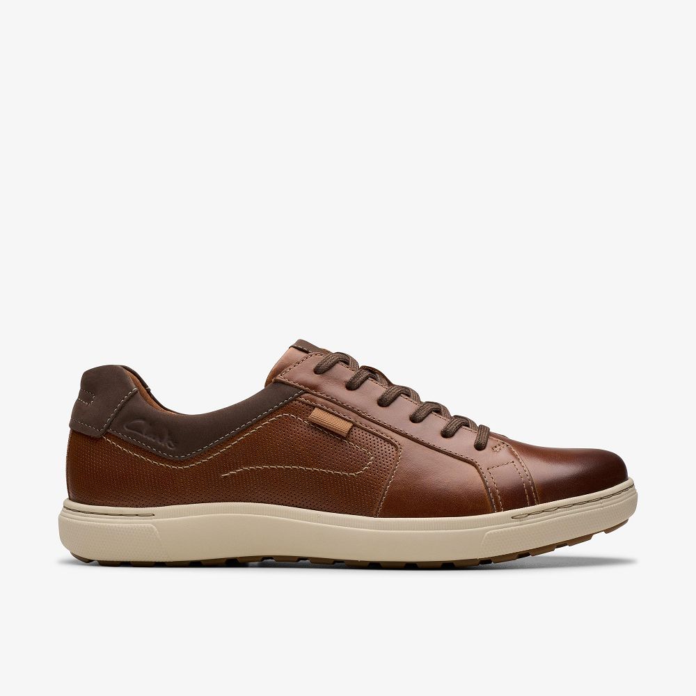 Tan Leather Clarks Mapstone Lace Men Sneakers | 4397GANKM