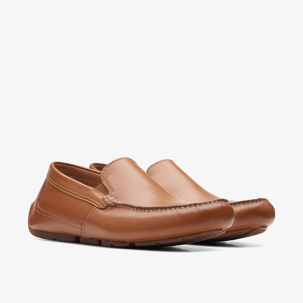 Tan Leather Clarks Markman Plain Men Loafers | 0264DXFHW