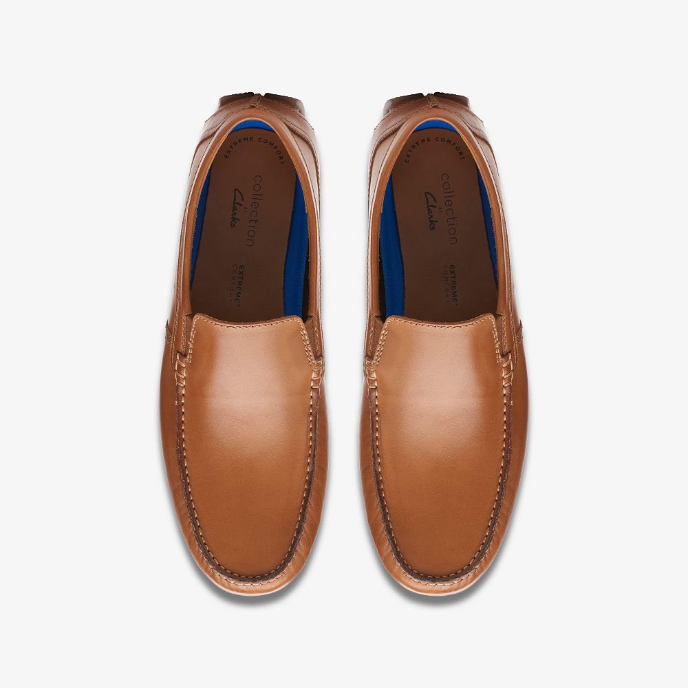 Tan Leather Clarks Markman Plain Men Loafers | 0264DXFHW