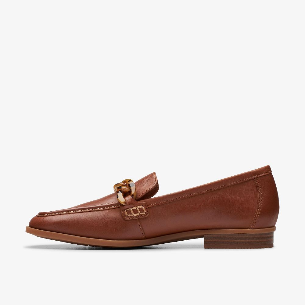 Tan Leather Clarks Sarafyna Iris Women Loafers | 6751IUAJV