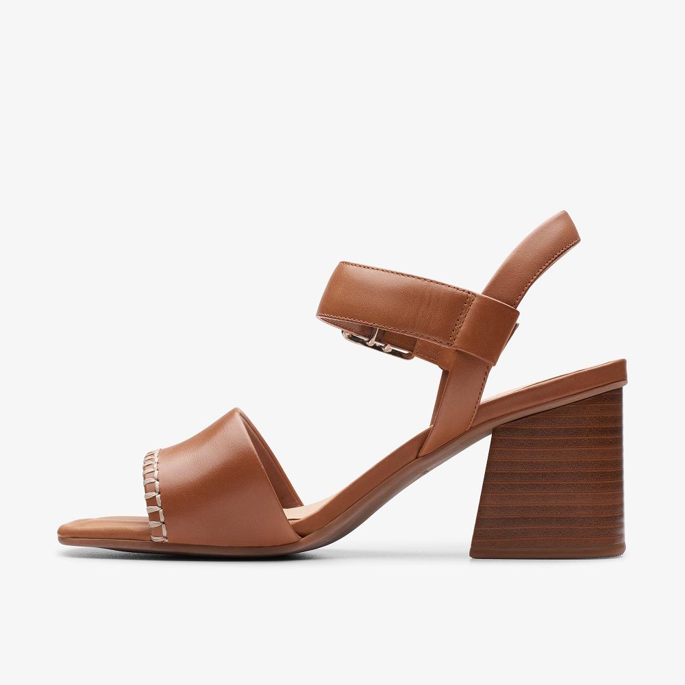 Tan Leather Clarks Siara 65 Buckle Women Sandals | 1806TEONP