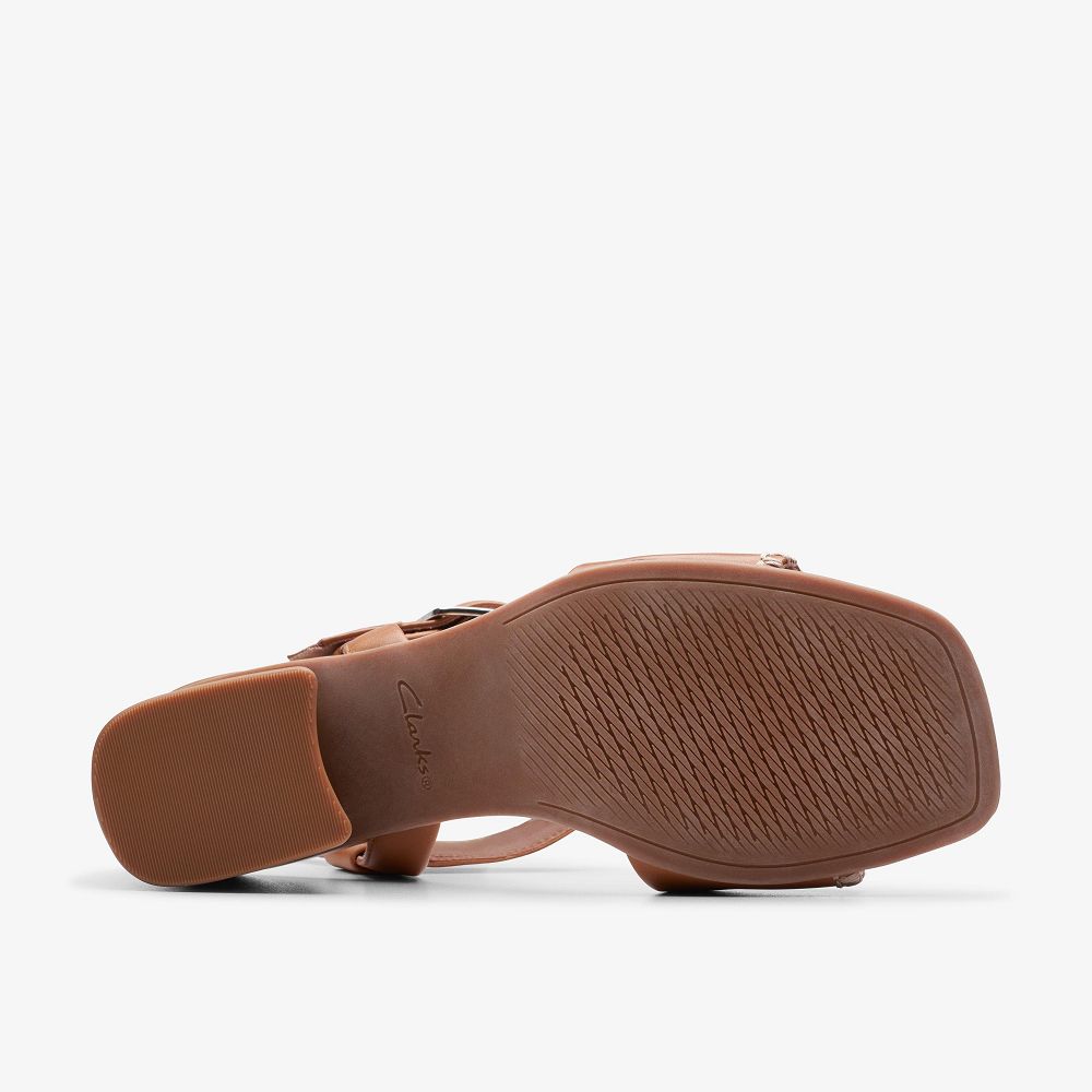 Tan Leather Clarks Siara 65 Buckle Women Sandals | 1806TEONP