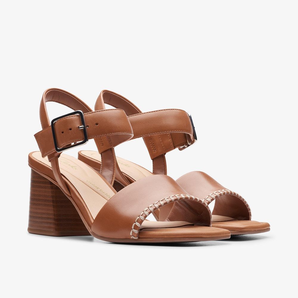 Tan Leather Clarks Siara 65 Buckle Women Sandals | 1806TEONP