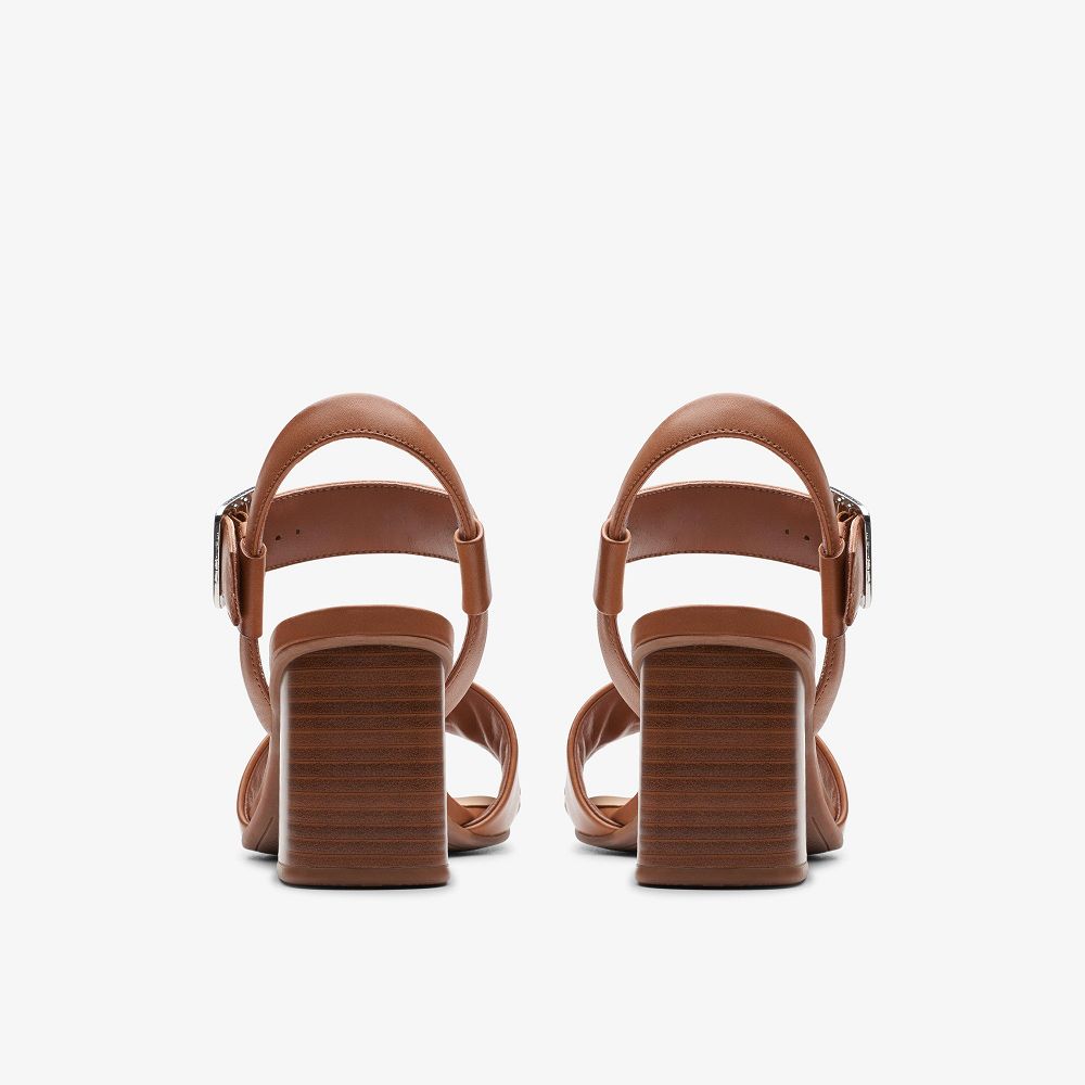 Tan Leather Clarks Siara 65 Buckle Women Sandals | 1806TEONP