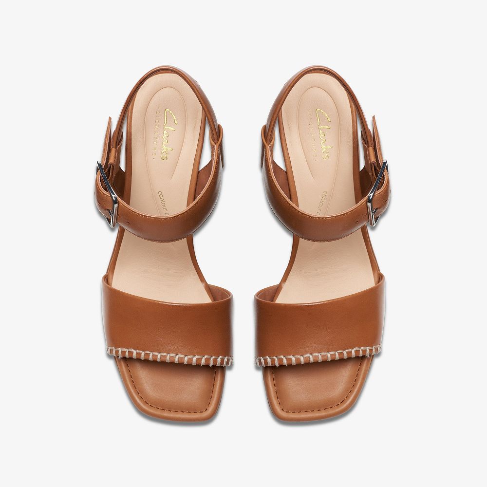 Tan Leather Clarks Siara 65 Buckle Women Sandals | 1806TEONP