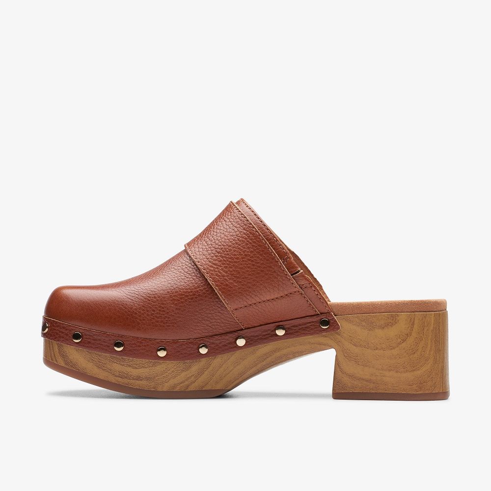 Tan Leather Clarks Sivanne Sun Women Mules | 7346YGXOJ