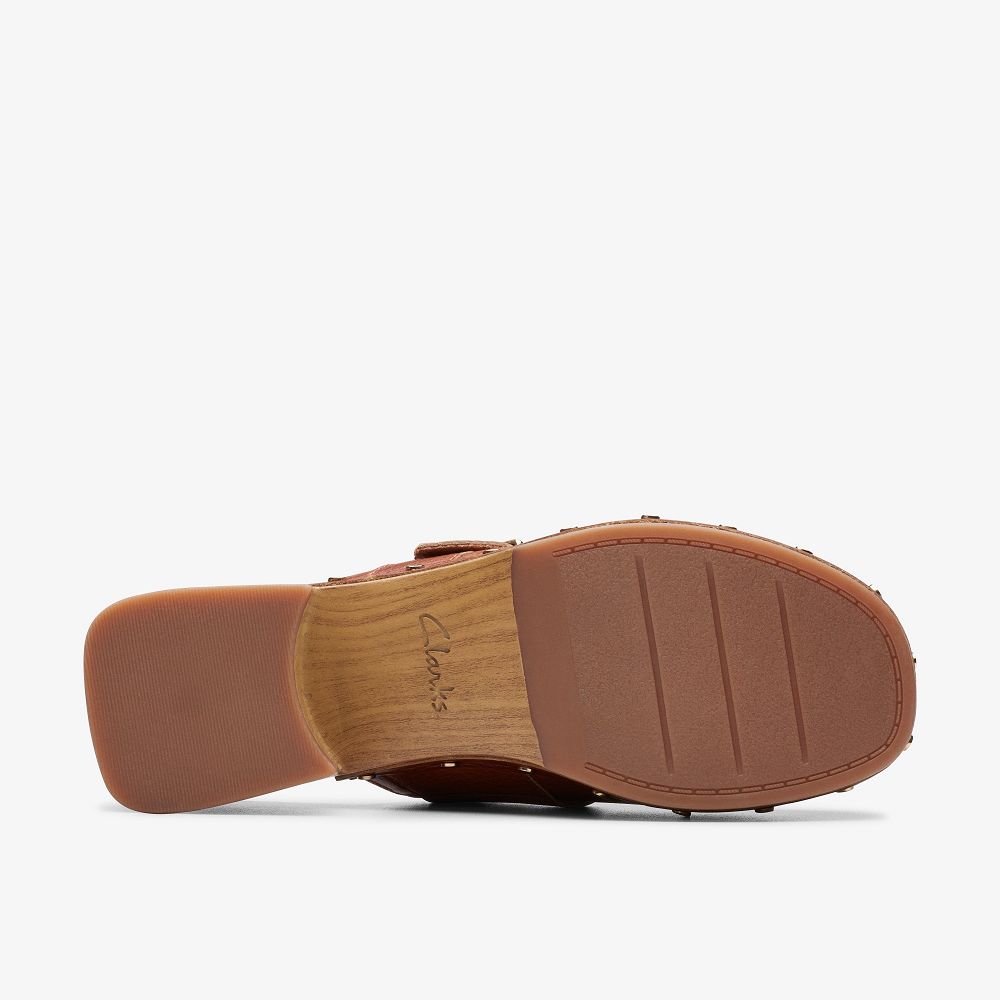 Tan Leather Clarks Sivanne Sun Women Mules | 7346YGXOJ