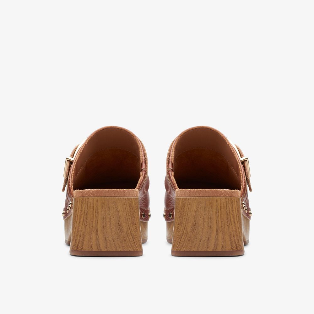 Tan Leather Clarks Sivanne Sun Women Mules | 7346YGXOJ