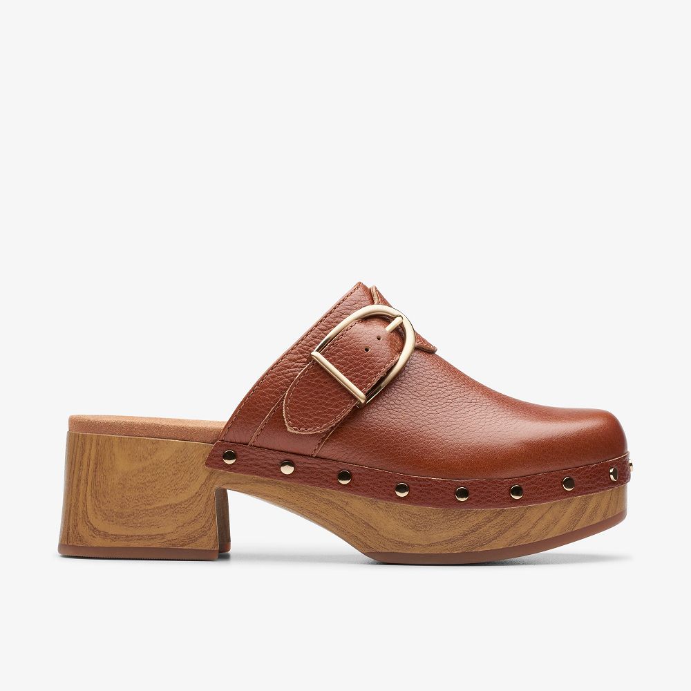 Tan Leather Clarks Sivanne Sun Women Mules | 7346YGXOJ