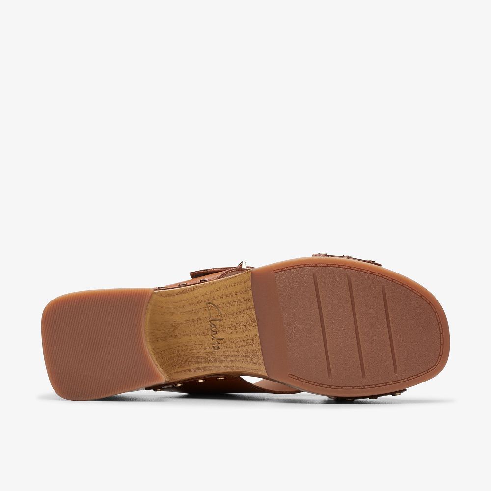 Tan Leather Clarks Sivanne Walk Women Sandals | 0318CKFHI