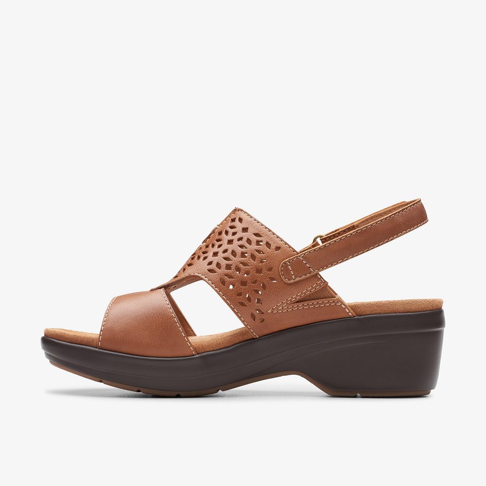 Tan Leather Clarks Tuleah Sun Women Sandals | 1659OUWHB