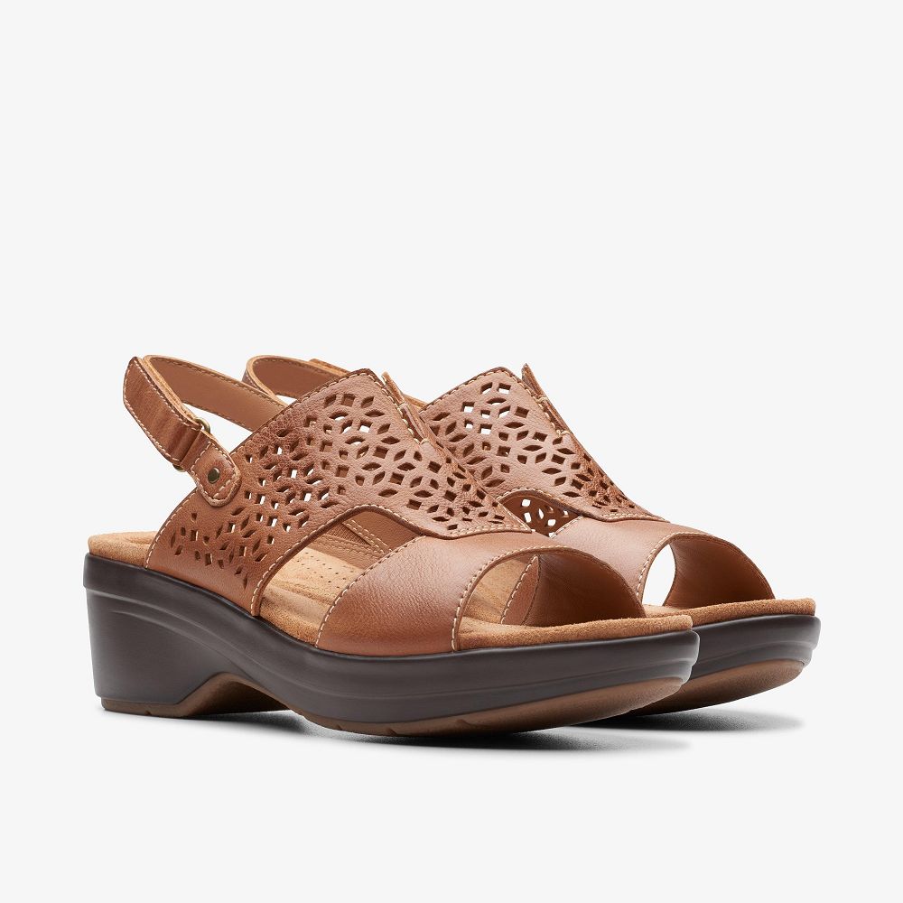 Tan Leather Clarks Tuleah Sun Women Sandals | 1659OUWHB