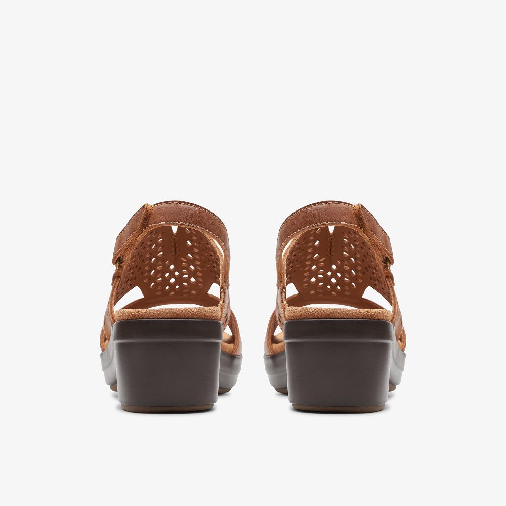 Tan Leather Clarks Tuleah Sun Women Sandals | 1659OUWHB