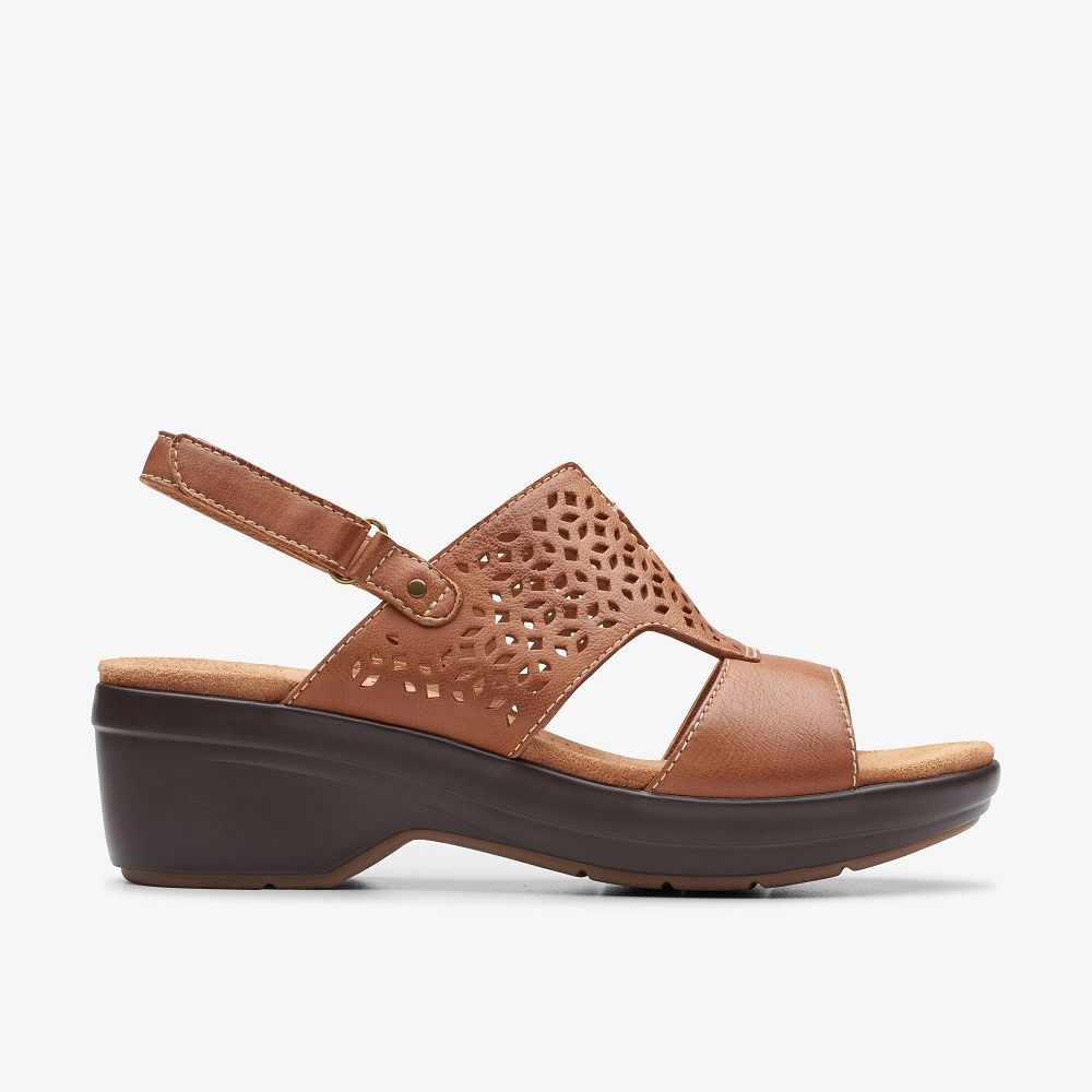 Tan Leather Clarks Tuleah Sun Women Sandals | 1659OUWHB