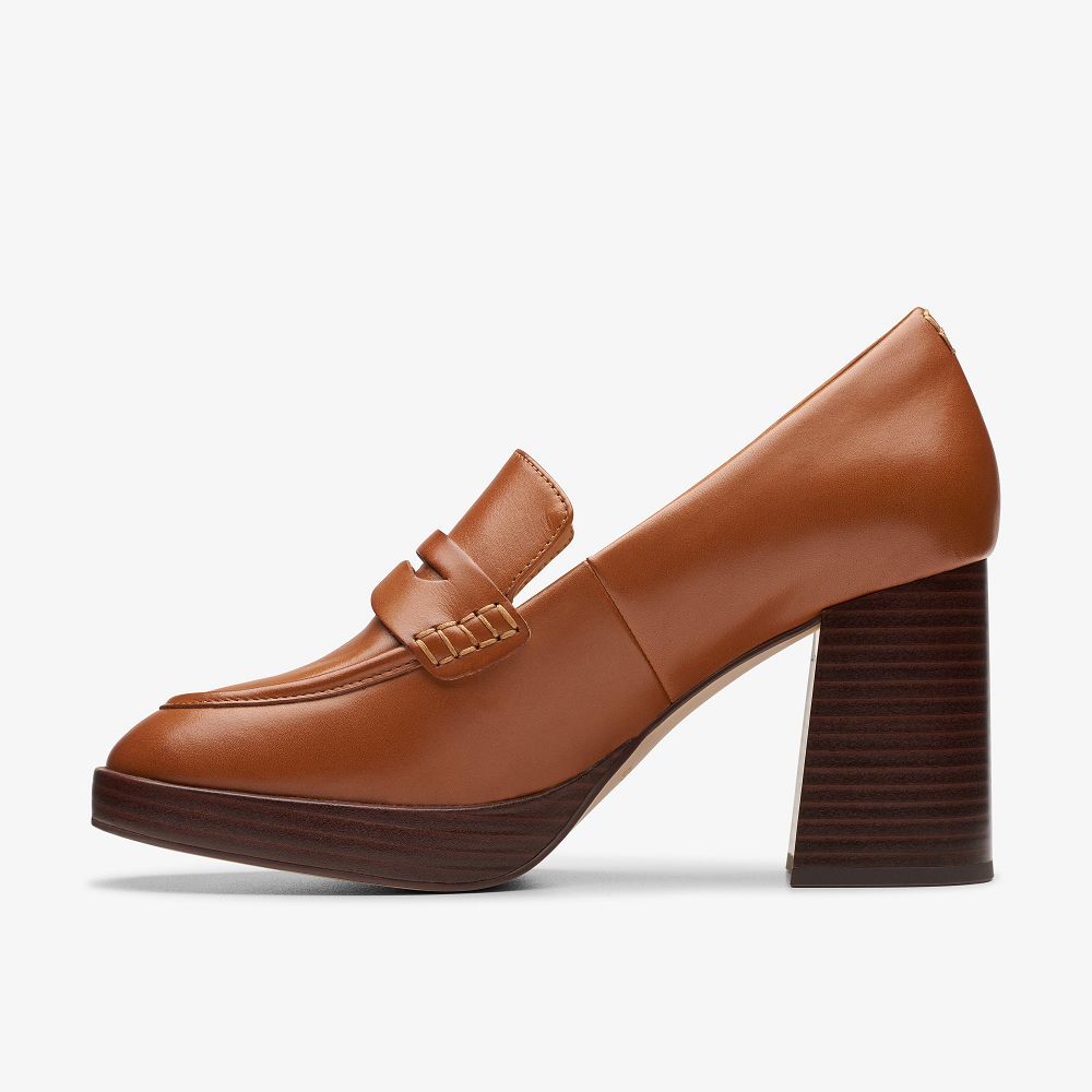 Tan Leather Clarks Zoya 85 Walk Women Pumps | 3546IGXVA