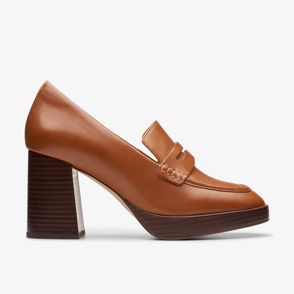 Tan Leather Clarks Zoya 85 Walk Women Pumps | 3546IGXVA