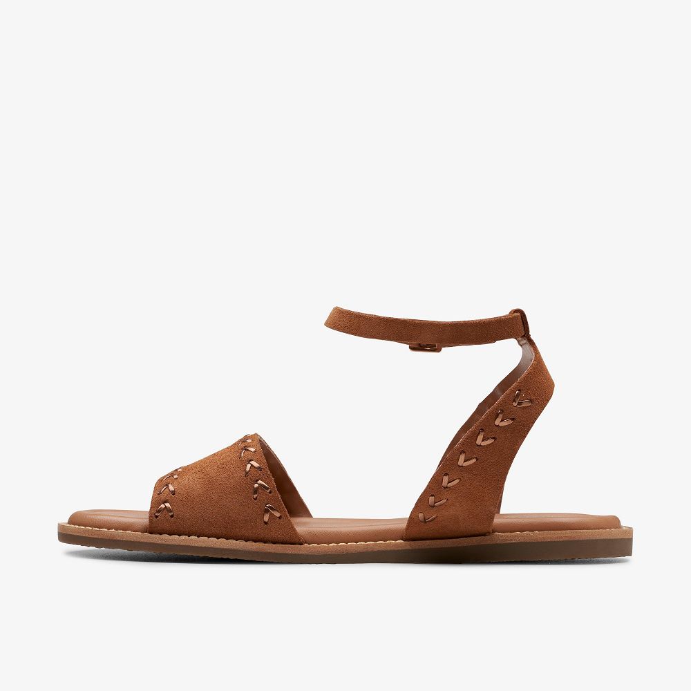 Tan Suede Clarks Maritime May Women Sandals | 2184WJKAP