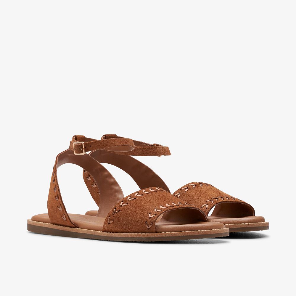 Tan Suede Clarks Maritime May Women Sandals | 2184WJKAP