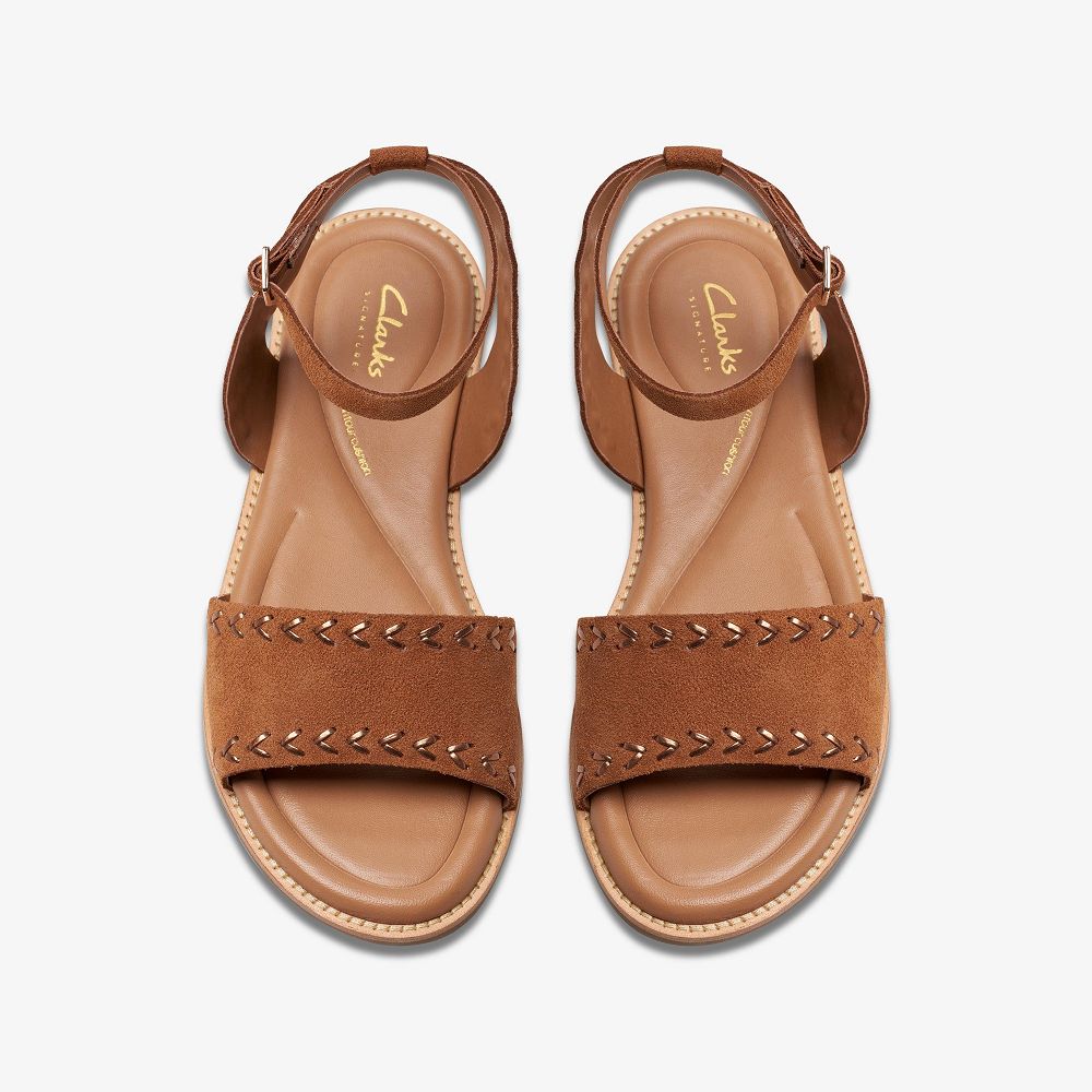 Tan Suede Clarks Maritime May Women Sandals | 2184WJKAP