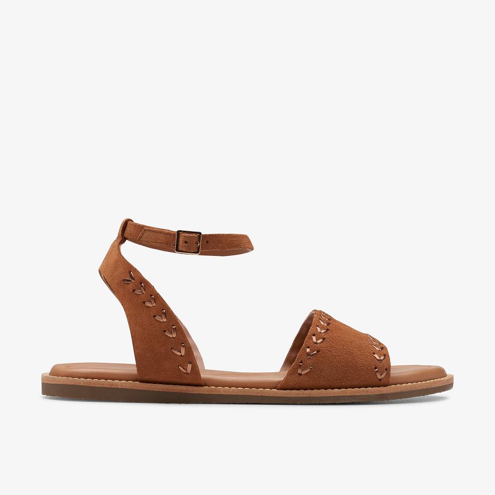 Tan Suede Clarks Maritime May Women Sandals | 2184WJKAP