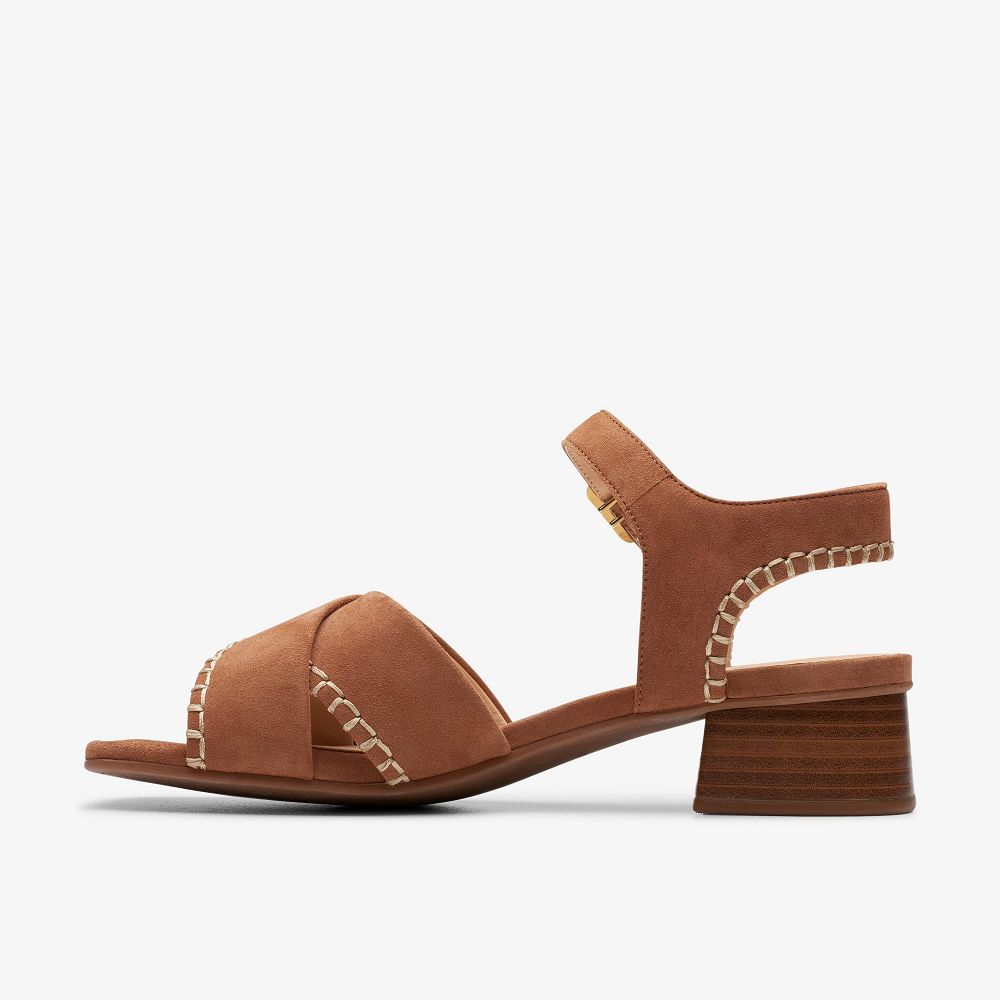 Tan Suede Clarks Serina 35 Cross Women Sandals | 2671PKCUX